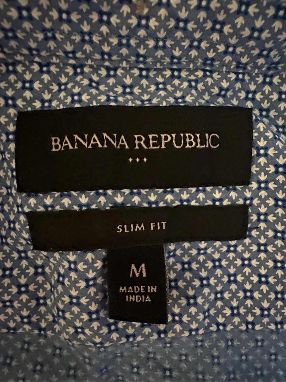 Banana Republic Light Blue Micro-Pattern Short-Sleeve Button-Down
